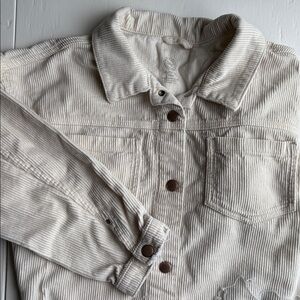 Wonder Nation Kids Cream Neutral Boho Cropped Corduroy Cotton Jacket XL 14-16